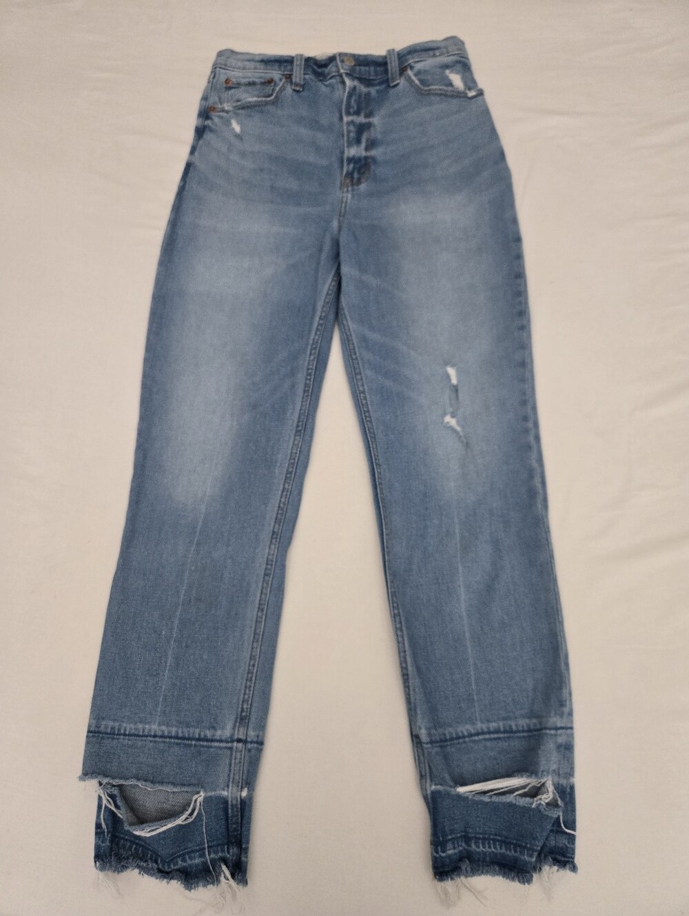 Abercrombie & Fitch Ultra High Rise Ankle Straight Jeans Curve Love Distressed 4